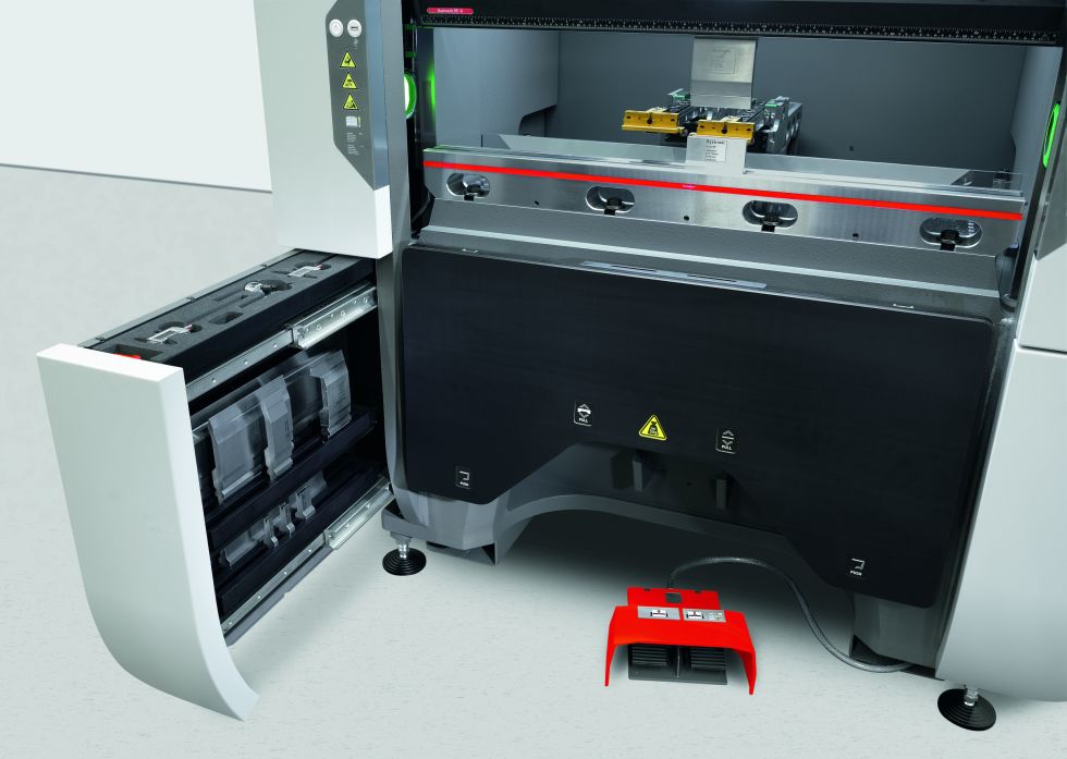 Advanced CNC bending machine in operation at a manufacturing plant