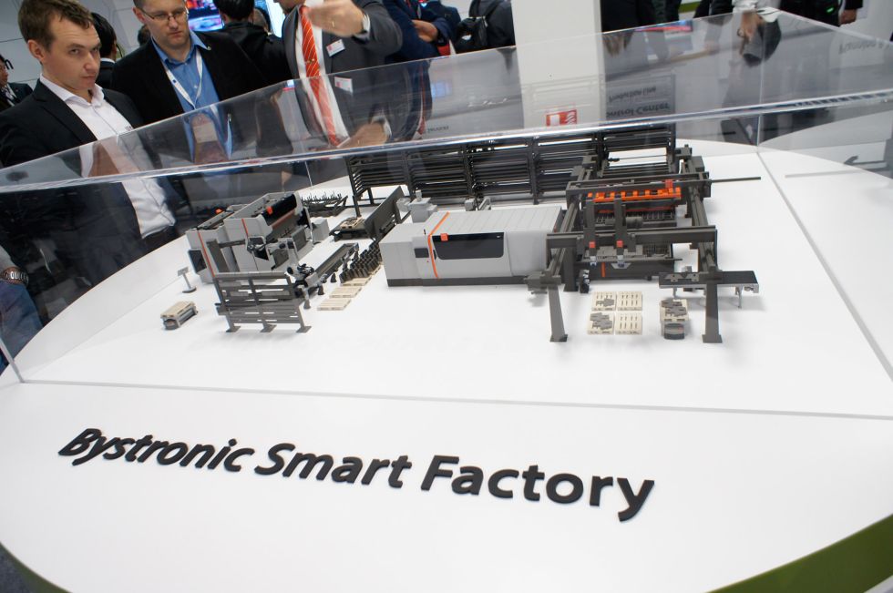 設備の連携で工場全体での生産性向上を図るBystronic Smart Factoryのコンセプトモデル