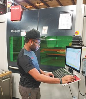 An ERP system ties into Decimal’s production equipment, including the new laser-cutting cell, to allow paperless workflow control.