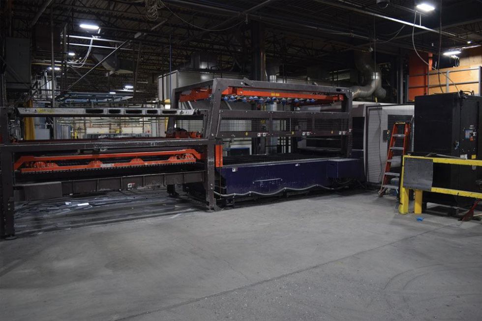 Here we see the shop’s Bystronic fibre laser with a ByTrans load/unload system that allows for storage return and transfer, as well as the removal of large parts. This is effective for long part runs.