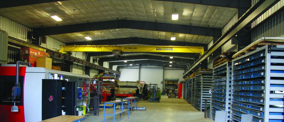 The newly expanded Demtool facility includes extensive racking (shown at right) designed and built at Demtool