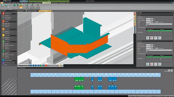 Figure 4 
By running a simulation of a bending job on an offline PC, the programmer can determine if the part will collide with anything during the bend process. Once the job checks out, the programmer can send the program to the machine operator for processing.