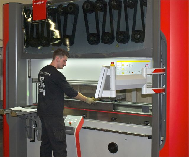 Metaline operator with the company's new Bystronic Xcite 80 E press brake.