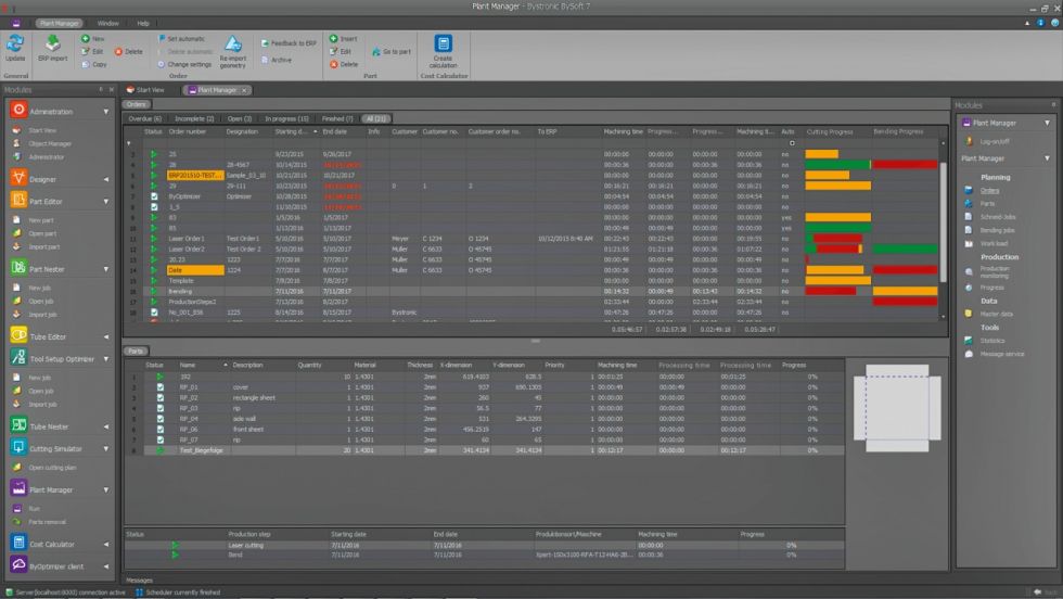 Real-time parts analysis gives businesses the ability to track part progress, identifying where they are in the production process. from cutting to bending and beyond.