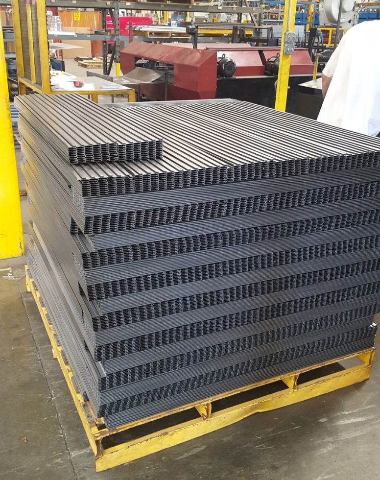To produce its slat wall product as well as the accessories that go along with it, the company processes more than 7 million lbs. of steel coil annually.