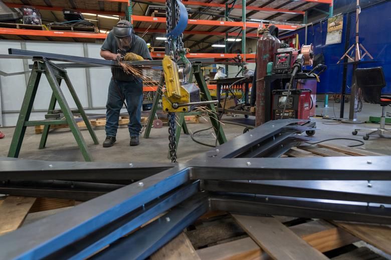 Figure 4. The fabricator uses its tube laser to expedite the beveling and cutting of a very large, complex weldment.